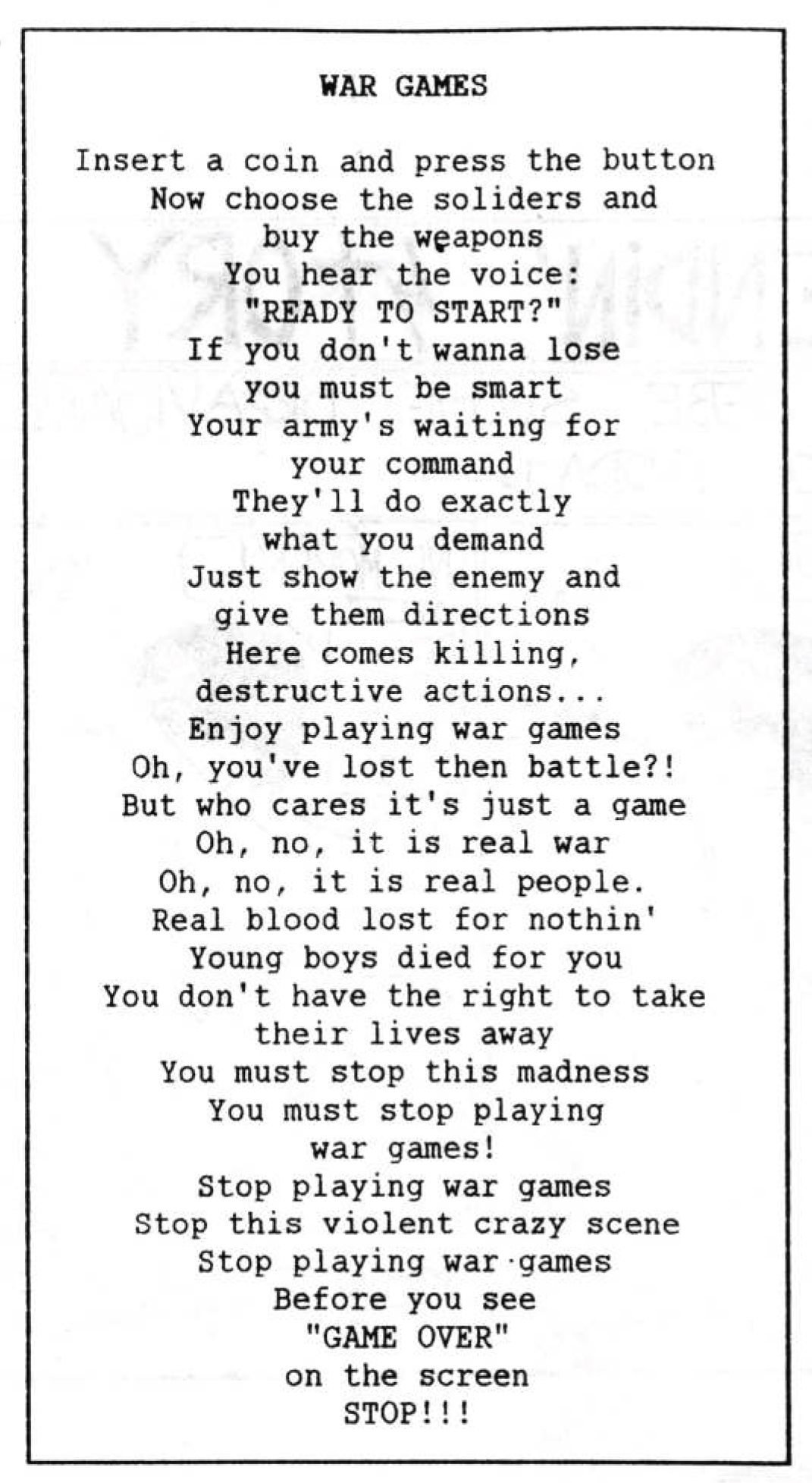 fanzin Distorzija - Dead Ideas - War Games